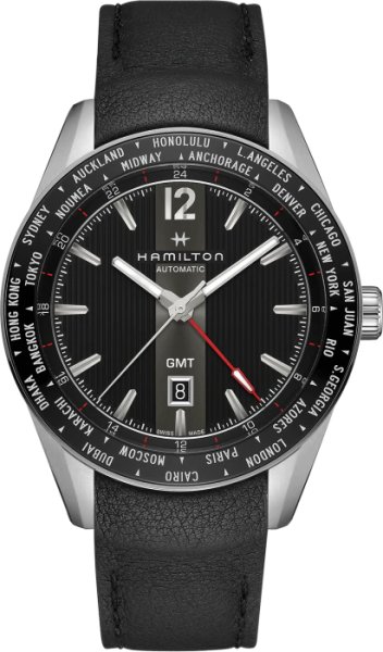 画像1: ハミルトン HAMILTON H43725731 Broadway GMT Auto(ブロードウェイ GMT オート) 2018本限定モデル 46mm メンズ 正規品【コレクションケースプレゼント】 (1)