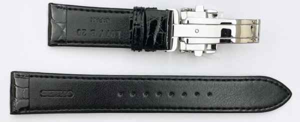 画像2: 20mm 時計ベルト SEIKO PRESAGE セイコー プレザージュ SARD007/SARW005/SARX011/SARX027 純正レザーベルト L07Y014J9 黒 クロコダイル (2)