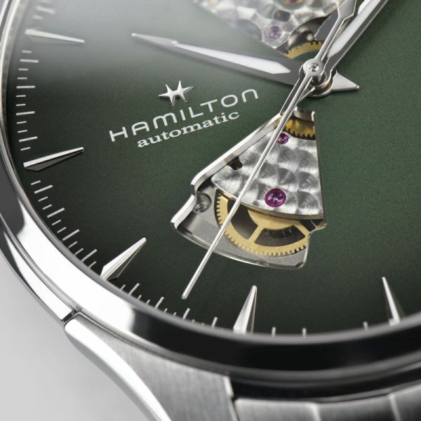 画像5: ハミルトン HAMILTON ジャズマスター オープンハート 40mm H32675160 スモークダイヤル メンズ 機械式 自動巻き グリーンダイヤル  正規品 (5)