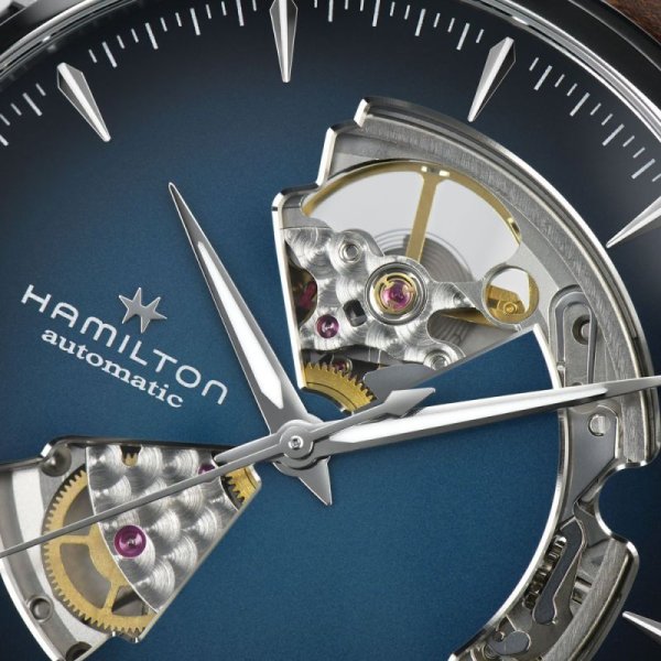 画像6: ハミルトン HAMILTON ジャズマスター オープンハート 40mm H32675540 スモークダイヤル メンズ 機械式 自動巻き ブルーダイヤル  正規品 (6)