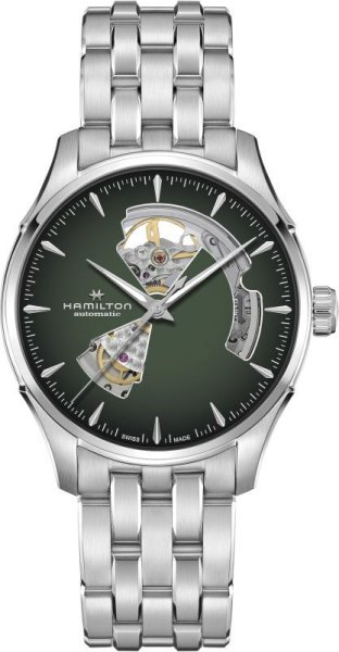 画像1: ハミルトン HAMILTON ジャズマスター オープンハート 40mm H32675160 スモークダイヤル メンズ 機械式 自動巻き グリーンダイヤル  正規品【コレクションケースプレゼント】 (1)