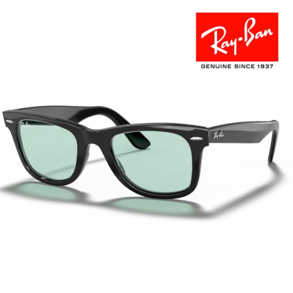 画像1: RayBan レイバン ウェイファーラー WAYFARER サングラス メガネフレーム 52□22 ブラック ブルー/グレー RB2140F 901/64 メーカー2年保証 クロス付き 正規品 (1)