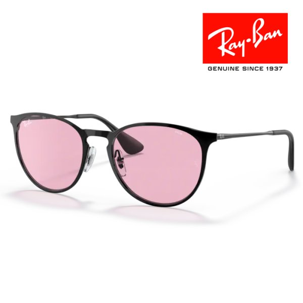 画像1: RayBan レイバン サングラス メガネフレーム Erika metal エリカメタル 54□19 ブラック ピンク 調光レンズ RB3539 002/Q3 クロス付き 正規品 (1)