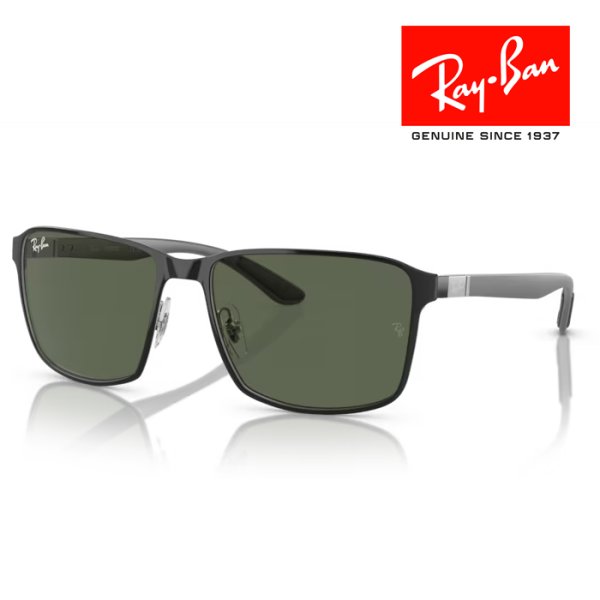 画像1: RayBan レイバン LITEFORCE サングラス メガネフレーム 59□17 ブラック グリーン RB3721 914471 クロス付き レイバン純正メガネケース付き 国内正規品 (1)