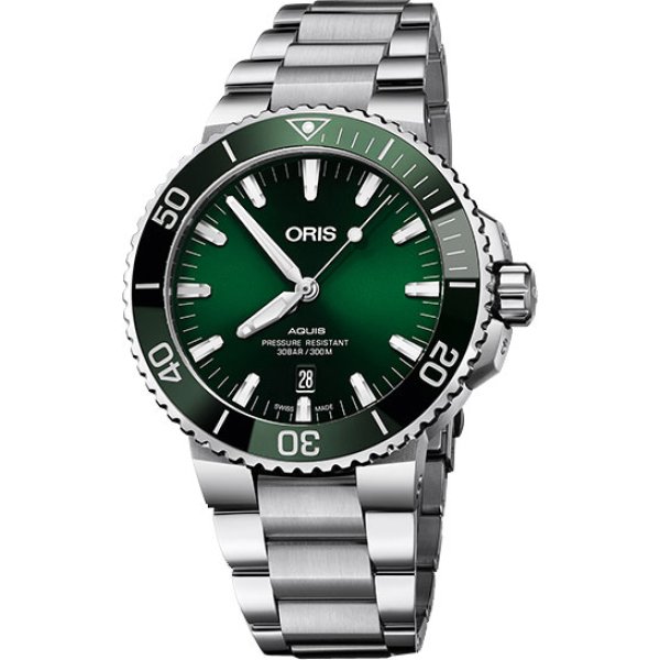 画像1: 腕時計 オリス ORIS アクイス デイト ダイバーズ 機械式自動巻 73377304157 733.7730.4157 01 733 7730 4157-07 8 24 05PEB グリーン 正規品 (1)