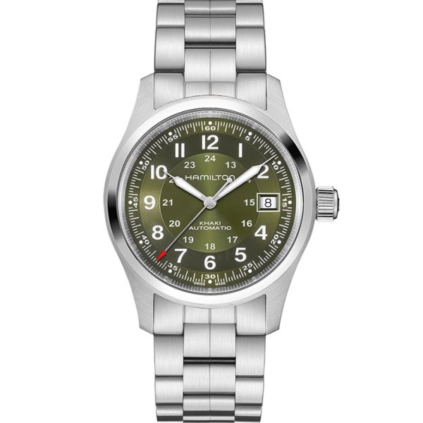 画像2: HAMILTON ハミルトン カーキ フィールド オート Khaki Field Auto 42mm メンズ 腕時計 H70605160 グリーン文字盤 正規輸入品 (2)