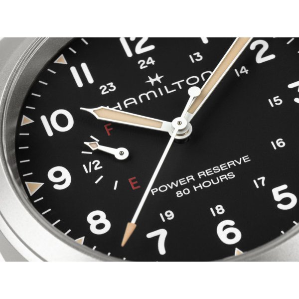 画像5: H69509130 ハミルトン HAMILTON カーキ フィールド メカ パワーリザーブ 40mm メンズ 機械式手巻き パワーリザーブ80時間 黒文字盤 正規輸入品 (5)