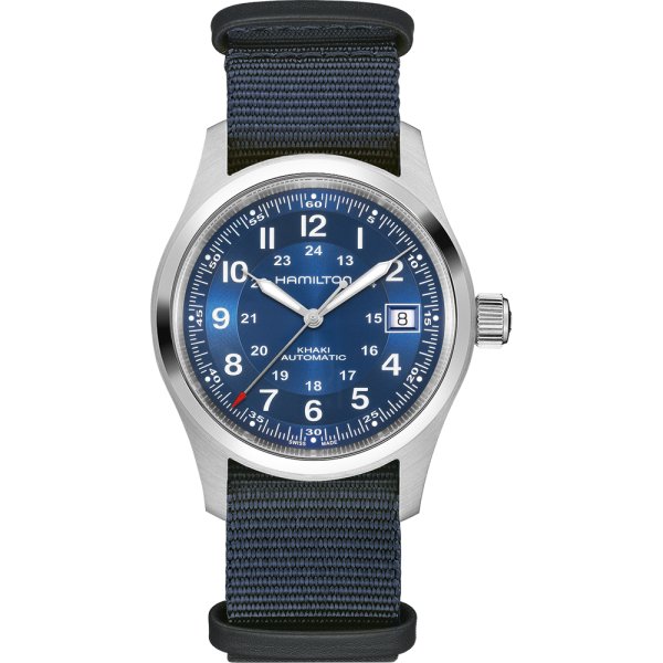 画像2: HAMILTON ハミルトン カーキ フィールド オート Khaki Field Auto 38mm メンズ 腕時計 H70455940 ブルー文字盤 NATOストラップ 正規輸入品 (2)