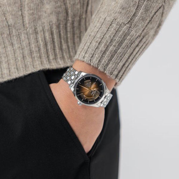 画像6: H32675101 ハミルトン HAMILTON ジャズマスター オープンハート 40mm スモーキーダイヤル メンズ 機械式 自動巻き ブラウンダイヤル 正規輸入品 (6)