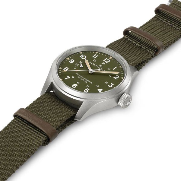 画像4: H69509960 ハミルトン HAMILTON カーキ フィールド メカ パワーリザーブ 40mm メンズ 機械式手巻き パワーリザーブ80時間 青文字盤 正規輸入品 (4)