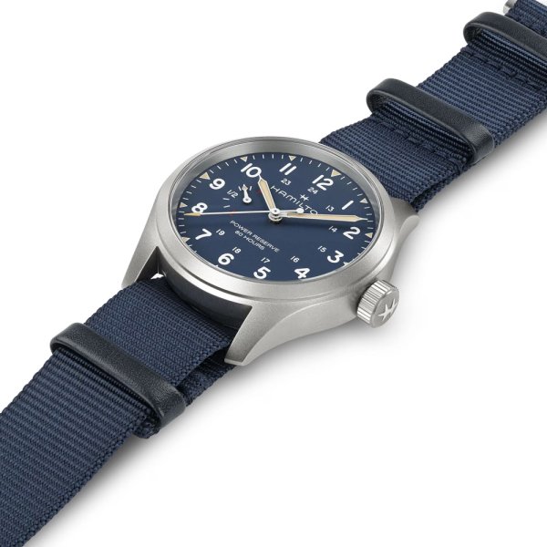 画像5: H69509940 ハミルトン HAMILTON カーキ フィールド メカ パワーリザーブ 40mm メンズ 機械式手巻き パワーリザーブ80時間 青文字盤 正規輸入品 (5)
