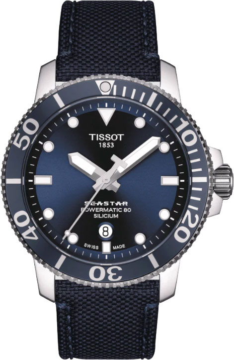 ティソ TISSOT 腕時計 メンズ T120.407.17.041.01 T-スポーツ シースター1000 オートマティック 80 シリシウム 45mm T-SPORT SEASTAR 1000 POWERMATIC 80 SILICIUM 45mm 自動巻き（POWERMATIC 80.811/手巻き付） ブルーxブルー アナログ表示