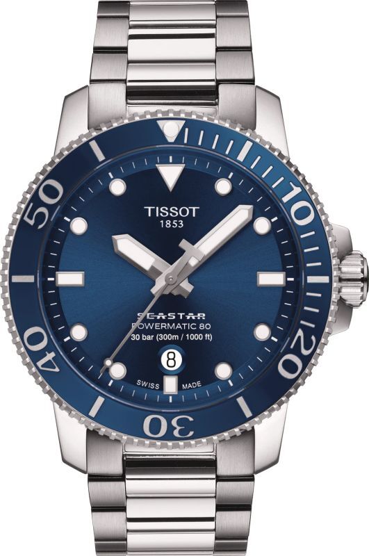 ティソ TISSOT 腕時計 メンズ T120.407.11.041.03 T-スポーツ シースター 1000 オートマティック 43mm T-SPORT SEASTAR 1000 AUTOMATIC 43mm 自動巻き（POWERMATIC 80.111/手巻付き） ブルーxシルバー アナログ表示